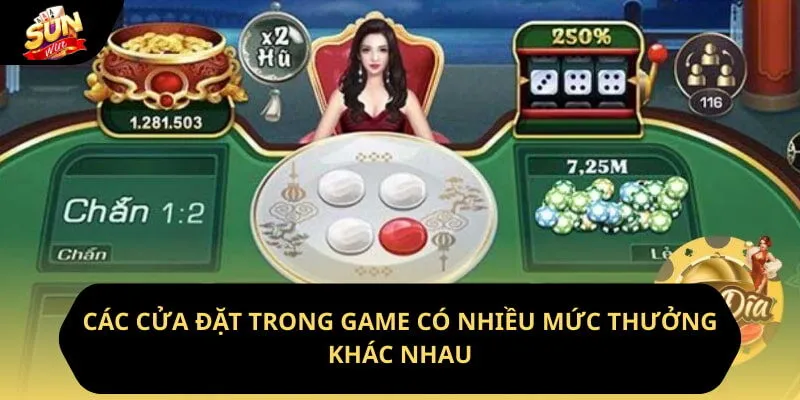 Hướng Dẫn Chơi Xóc Đĩa Trực Tuyến Tại Sunwin 11 Sunwin Các cửa đặt trong game có nhiều mức thưởng khác nhau